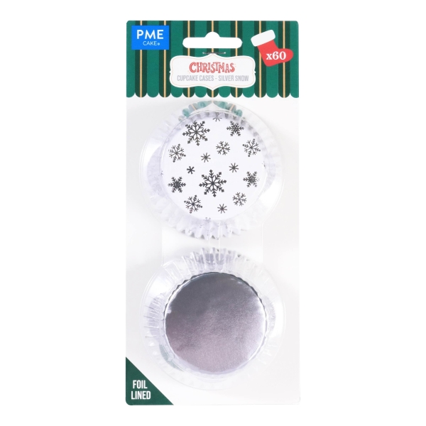Cupcake Baking Cases - Silver Snow